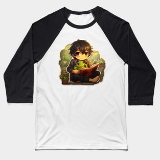 Cottagecore Anime Frog Boy Sticker Baseball T-Shirt